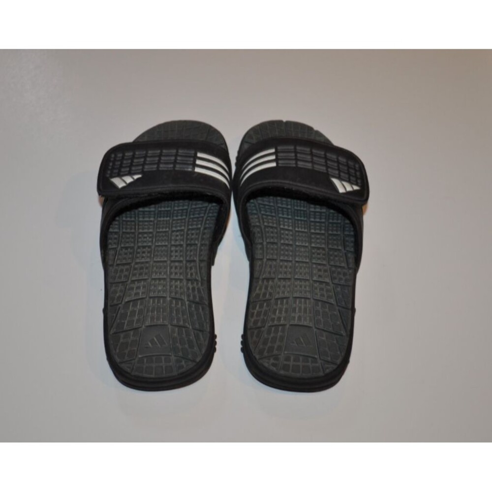 Adidas Adissage Black White Stripe Adjustable Strap Sandals Slides Men 7 - Picture 2 of 6